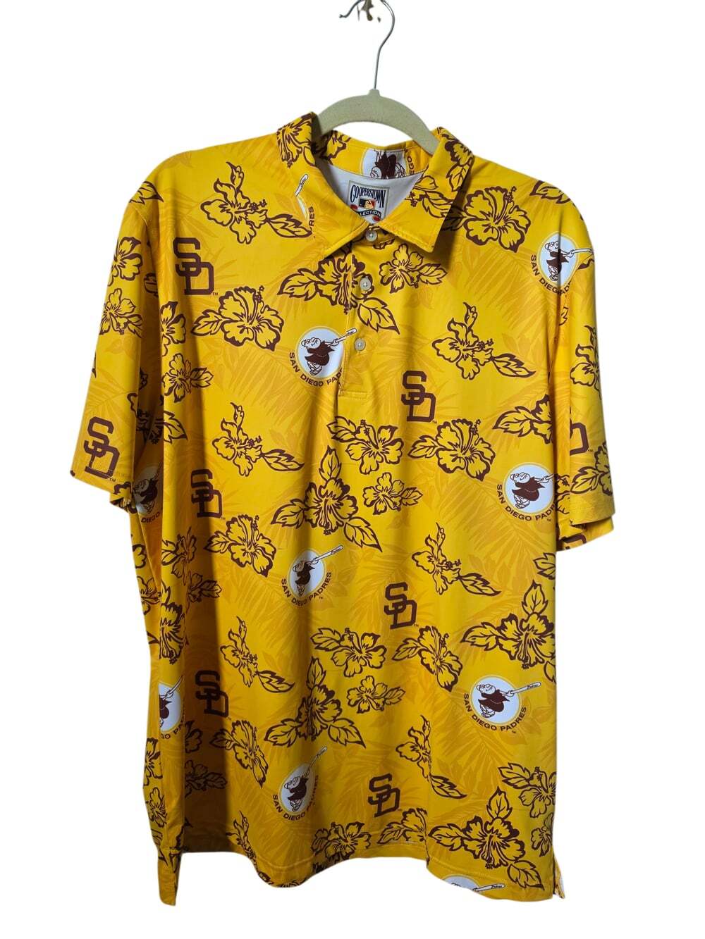 Reyn Spooner San Diego Padres Coopertown Collection Yellow/ Brown Polo Sz XL
